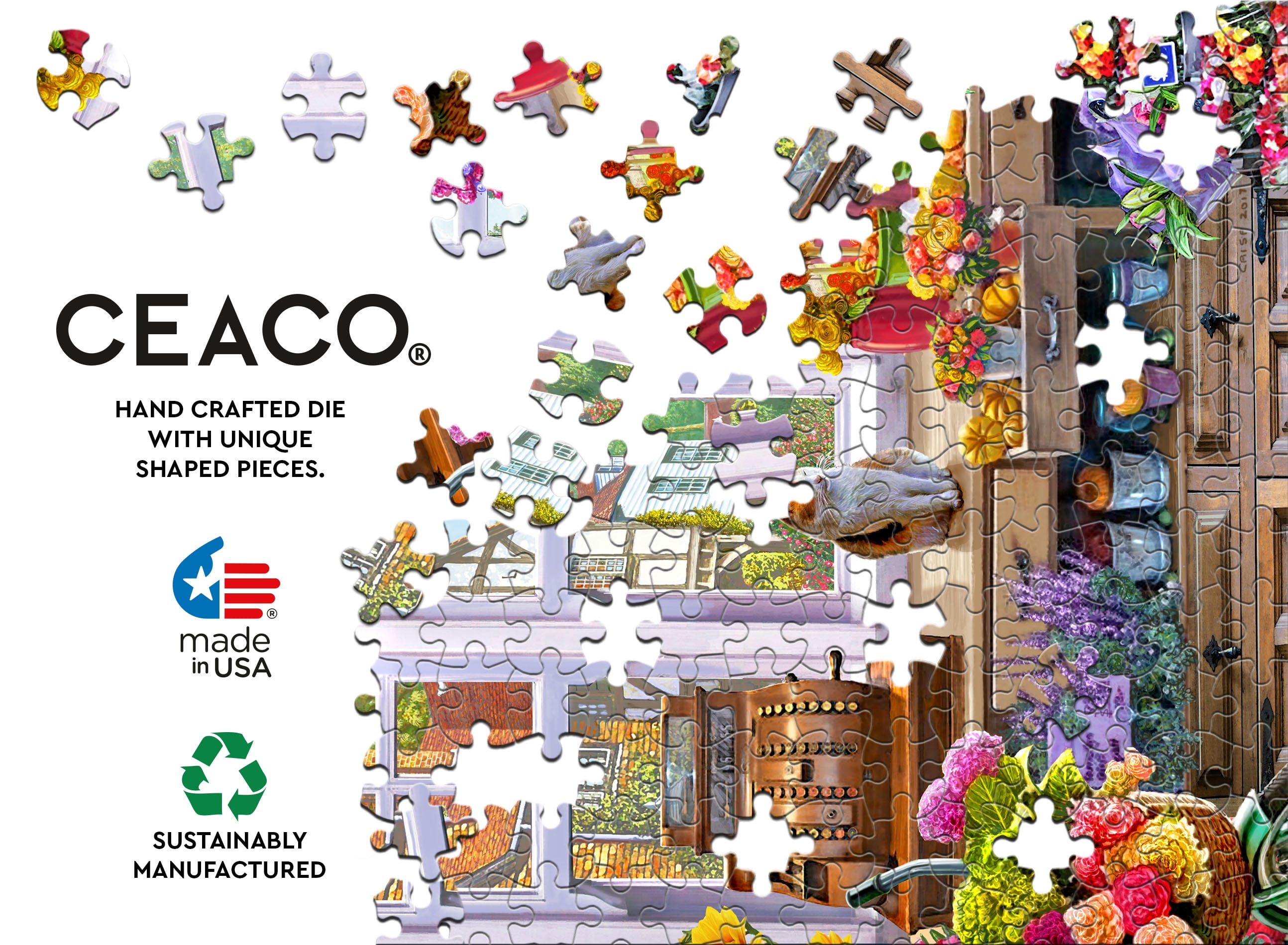 Ceaco 300 Piece Flower Shoppe (Steve Crisp) Interlocking Jigsaw Puzzle
