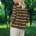 thumbnail image 5 of AKOEE Linen 3/4 Sleeve Tops for Women T-Shirts Graphic Casual Loose Round Neck Tshirts Spring Summer Fall Tees (2XL, Brown|Striped), 5 of 8