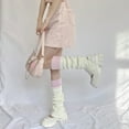 thumbnail image 2 of Kmbangi Women's Rib Knit Leg Warmers Cute Knee High Socks Boot Cuffs Two Tone Stockings with Button Decor, 2 of 2