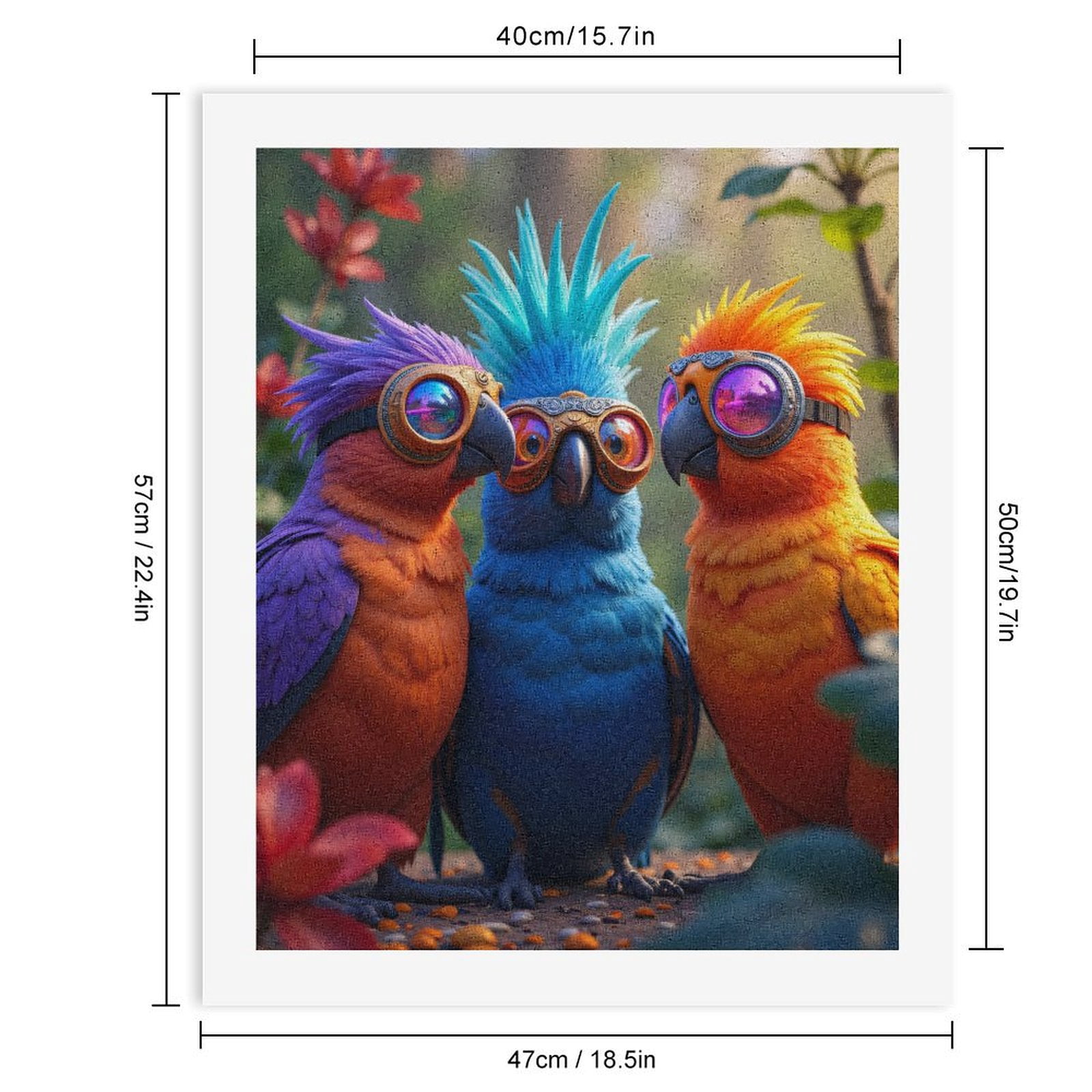 Paint By Numbers Kit for Adults Beginner - Feathered Friends In Sunglasses DIY Canvas Painting Kits for Adults, Frameless Paint By Number for Adults for Home Wall Decor 16x20 Inch