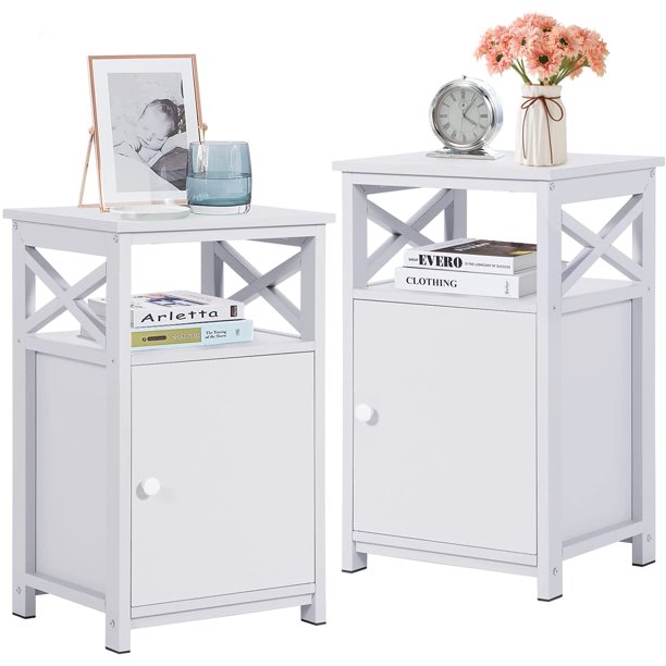 VECELO Set of 2 Nightstand with Bedside End Table for Living