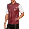 thumbnail image 5 of INSPIRE CHIC Faux Leather Vest for Men's Motorcycle Biker Sleeveless Jacket Zipper Riding PU Vest M Burgundy, 5 of 5