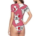 thumbnail image 4 of Naloa French Bulldog Women's Short-Sleeved Onesie, One-Piece Swimsuit for Parties, dates, clubs - Small, 4 of 9