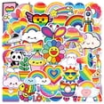 thumbnail image 1 of Paquete de pegatinas de dibujos animados con forma de arcoíris, 50 unidades, 1 of 2