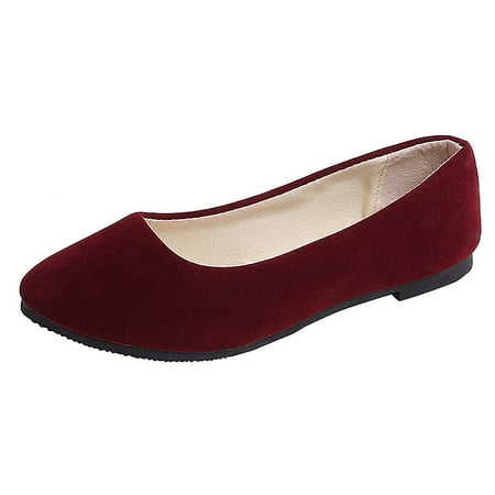 

Wesracia Women Girls Solid Big Size Slip On Flat Shallow Comfort Casual Single Shoes