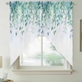 thumbnail image 3 of Watercolor Leaves Kitchen Window Curtains, Swag Curtains Valance for Bedroom Living Room Bathroom, Spring Botanical Eucalyptus Leaves Rod Pocket Window Treatment Curtain Block Drapes 2 Panels 36"x45", 3 of 5