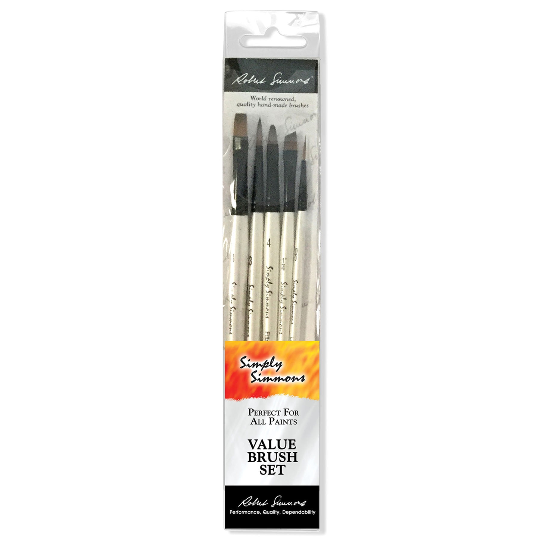 Daler-Rowney Simply Simmons Grass & Grain Brush Set, Short Handle Mixed Media Paintbrush, White, 5 Pieces Per Set, 2 Sets