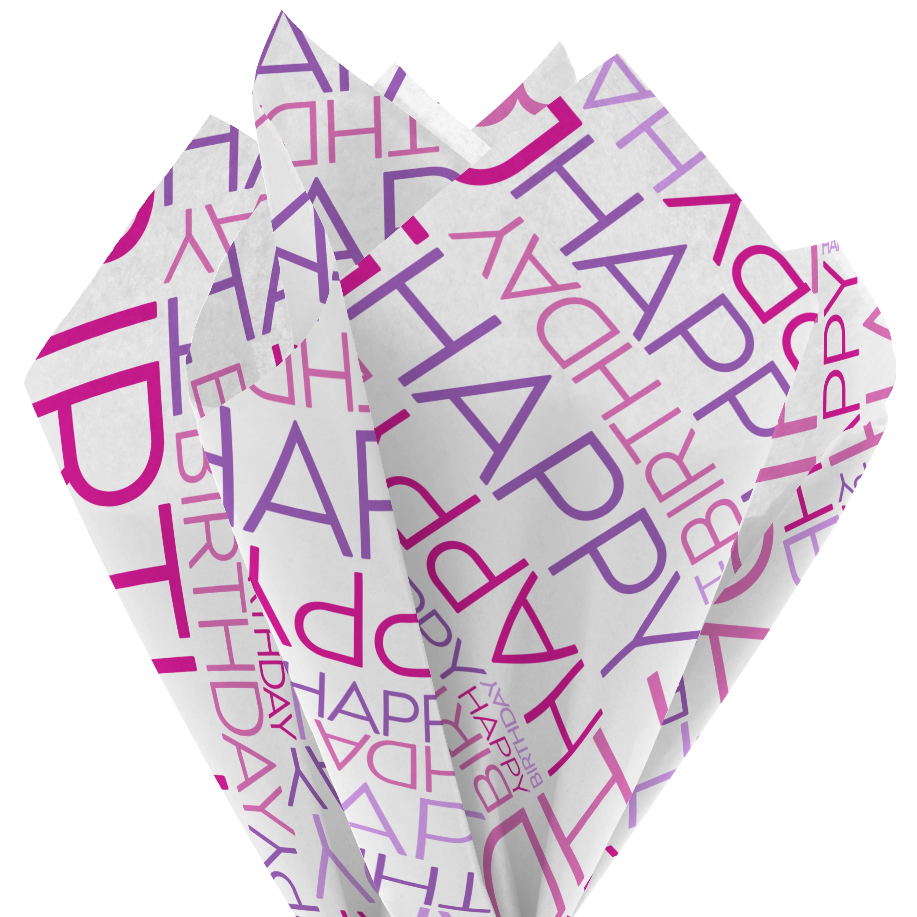 Hallmark Birthday Tissue Paper (Pink and Purple Lettering) 6 sheets