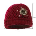 thumbnail image 3 of Wancir French Thicken Women's Flowers Knitted-Woolen-Hat Fashion Beanie-Hat Lady Crochet-Bucekt-Hat for Winter, 3 of 4
