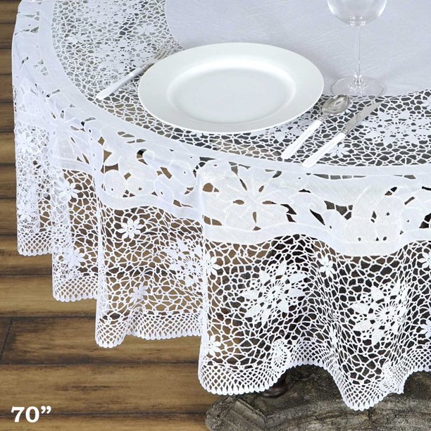 Balsacircle 70 Round Vinyl Tablecloth With Crochet Lace Party Events Table Covers Decorations Walmart Com Walmart Com