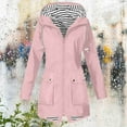 thumbnail image 2 of Rain Jacket Women Waterproof Windbreaker Lightweight Rain Jackets with Pockets Striped Lined Raincoats with Hood Pink S, 2 of 6