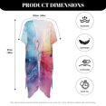 thumbnail image 6 of HELLHERO High Quality Fabrics Long Kimono Swimsuit Cover Up for Vacation Loose Free Size Bathing Suit Cover Up Colored Notes, 6 of 6
