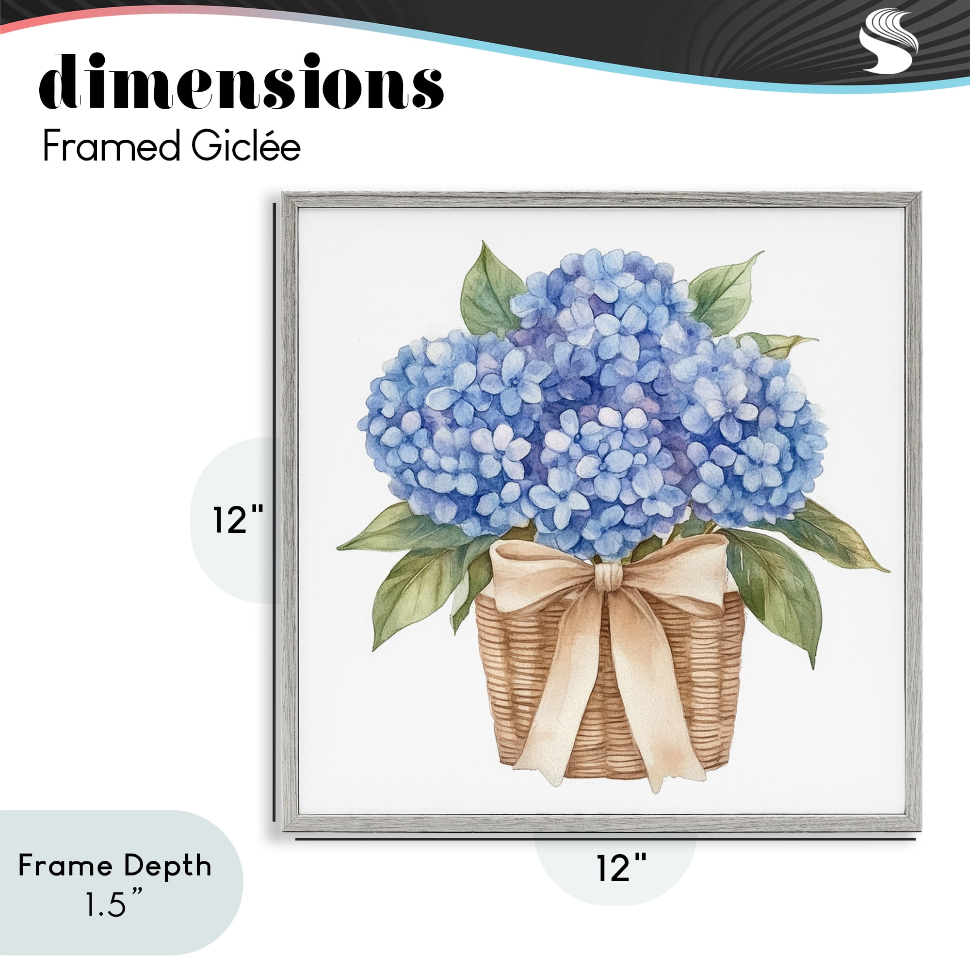 Stupell Industries Blue Hydrangea Picnic Basket Gray Framed Giclee Art, design by Petal Prints Design