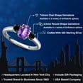 thumbnail image 2 of Gem Stone King 925 Sterling Silver Purple Amethyst and Black Diamond Engagement Ring for Women | 1.09 Cttw | Oval Checkerboard 7X5MM | Gemstone February Birthstone | Size 6, 2 of 6