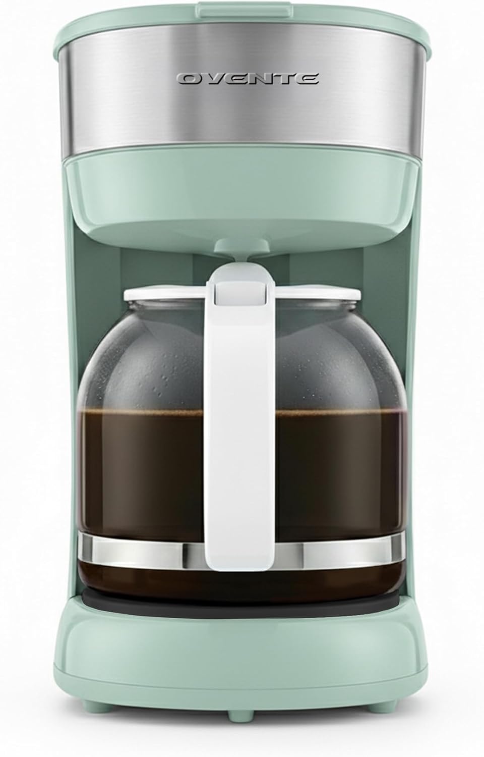 OVENTE 12-Cup Drip Coffee Maker with Borosilicate Glass Carafe, One-Touch Operation Machine, Anti-Drip System, Reusable Filter and Clear View Water Gauge, Ideal for Home or Office, Light Teal CM412LB