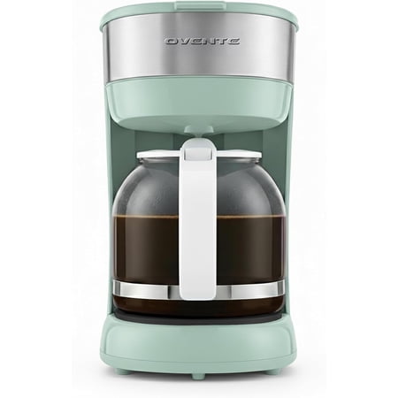 OVENTE 12-Cup Drip Coffee Maker with Borosilicate Glass Carafe, One-Touch Operation Machine, Anti-Drip System, Reusable Filter and Clear View Water Gauge, Ideal for Home or Office, Light Teal CM412LB