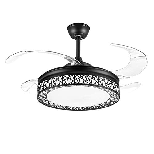 Fandian 42inch Ceiling Fans With Light 4 Retractable Blades Led Fan 3 Color Change Sds Chandelier Remote Control Black Com 4 Retractable Blades Led Ceiling Fan, 42 Inch Ceiling Fan With Remote