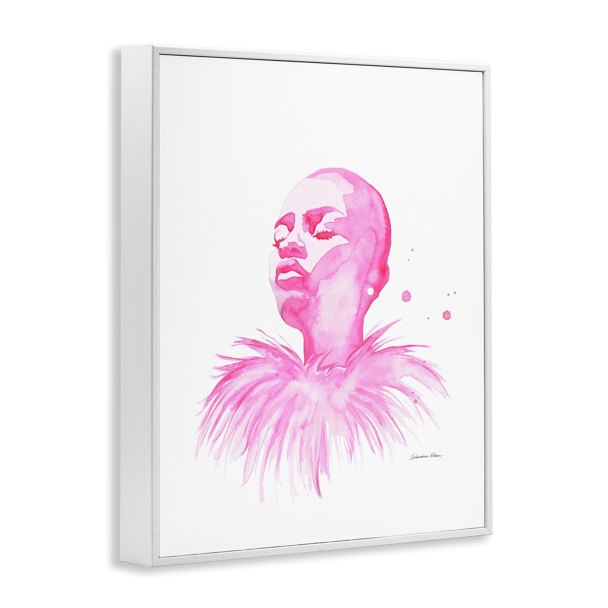 Stupell Industries In A Pink Mood Portrait White Framed Giclee Art, design by Simone Elum