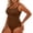 EliteGoogv#Brown, variant on Women One Piece Swimsuit Plus Size Ribbed Fabric Pleated Design Slim Fit Tummy Control Modest Bathing Suit,Dark Blue,12