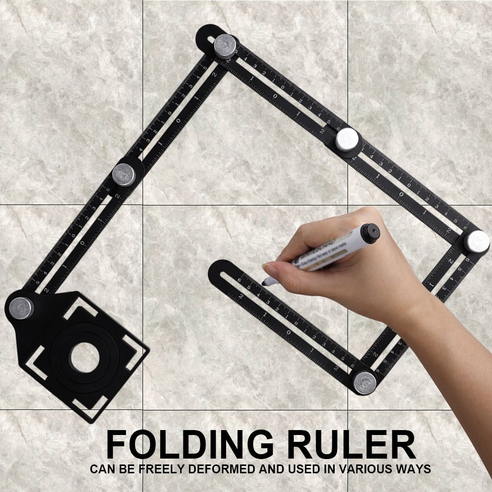 6 Folding Multi Angle Measuring Ruler Durable Ceramic Tile Hole Positioning Rule 