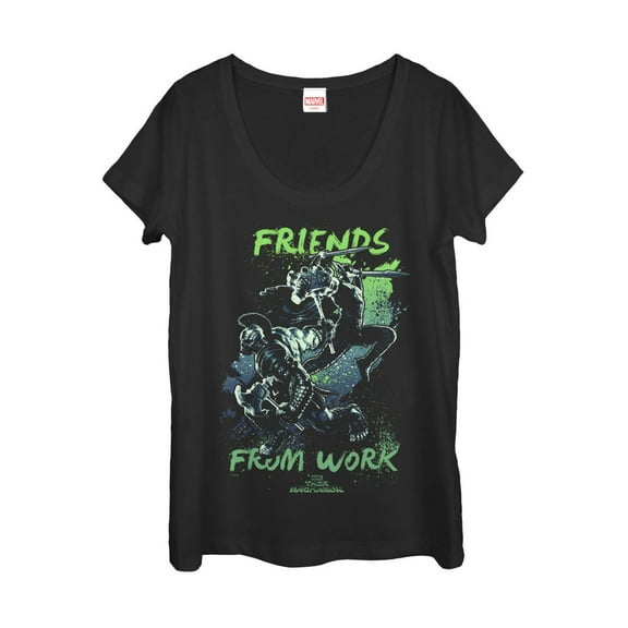 Women's Marvel Thor: Ragnarok Work  Scoop Neck Black X Large