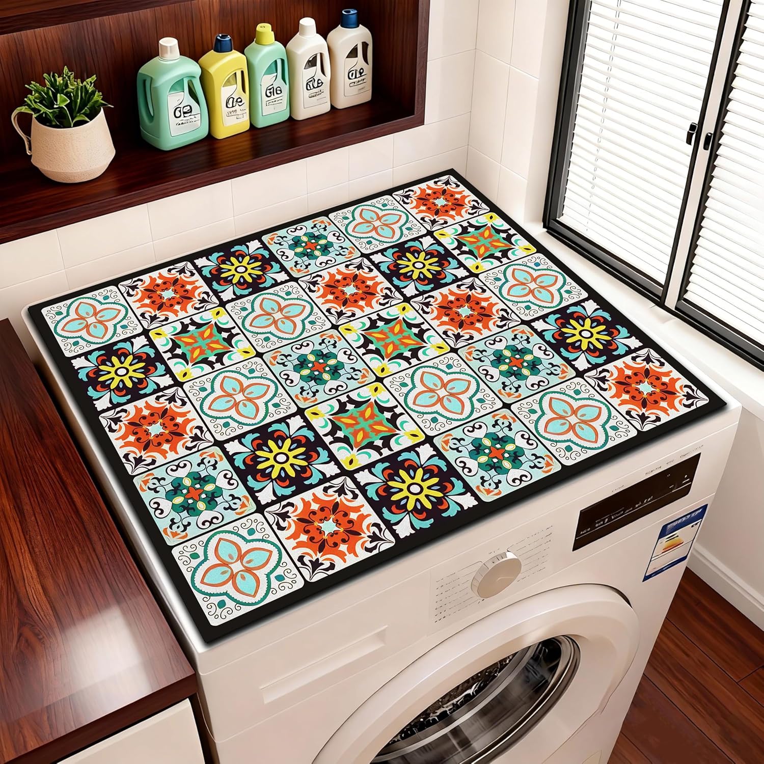 Washer and Dryer Covers for the Top 23.6" X 19.7", Washer and Dryer Top Protector Mat, Non Slip Washing Machine Dust Cover Pad for Laundry Room Kitchen Home Decor