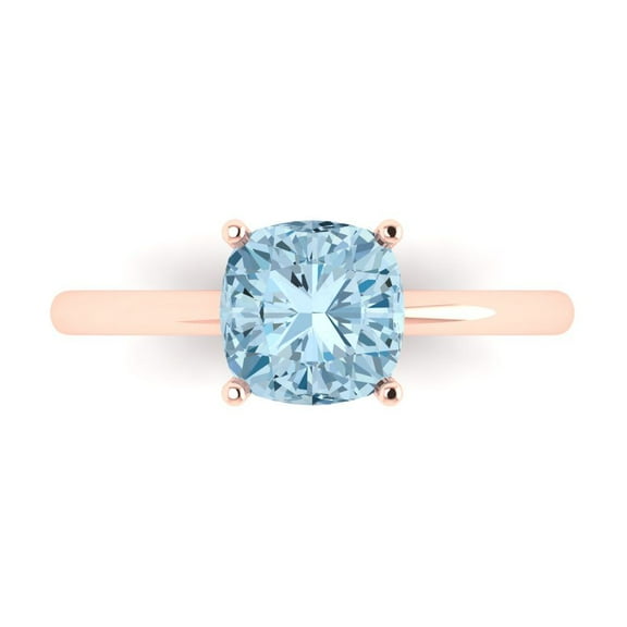 Solitaire Engagement Ring for Women - 2ct Natural Sky Blue Topaz in 18K Rose Gold Promise Ring