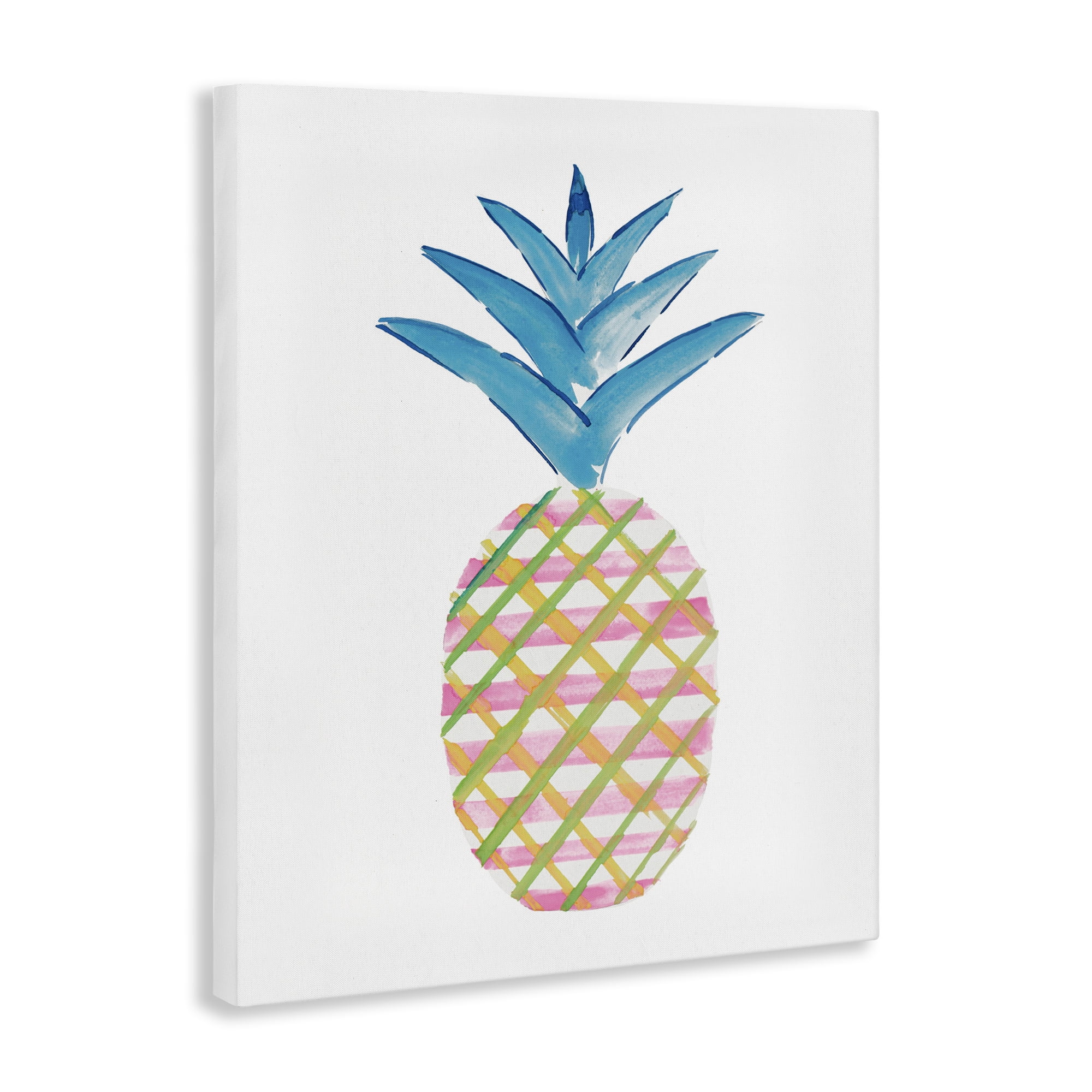 Stupell Industries Tropical Tartan Pineapple Food & Beverage Painting Gallery Wrapped Canvas Art Print Wall Art, 24 x 30
