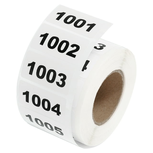 Uxcell 1 Rollo de Etiquetas de Número de Inventario, Etiquetas Numeradas Consecutivas del 1001 al 2000, Etiquetas Autoadhesivas (1.6x0.8 Pulgadas)