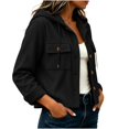 thumbnail image 4 of Jackets For Women Corduroy Button Down Long Sleeve Hooded Drawstring Cropped Jacket Fall Fashion Winter Coats, 4 of 4