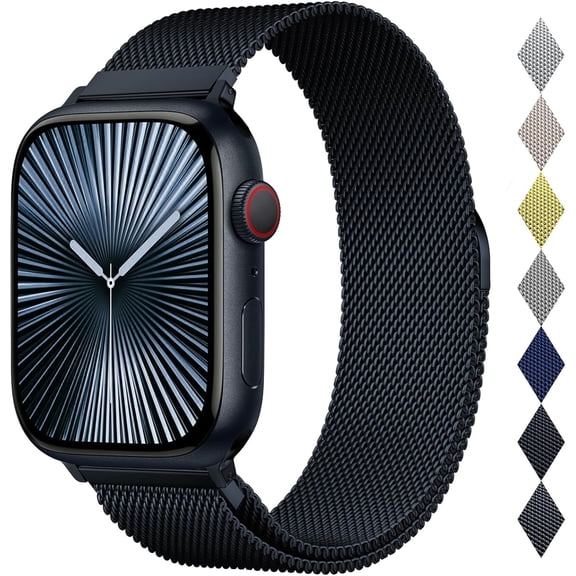 Stainless Steel Milanese Loop Compatible with Apple Watch Band 46mm 42mm 44mm 45mm 49mm 38mm 40mm 41mm men and women, Mesh Loop Magnetic Clasp Replace