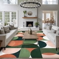 thumbnail image 3 of Green Orange 5x7 Area Rugs for Living Room, Nordic Retro Medieval Geometric Abstract Non Slip Floor Mat Washable Low-Profile Indoor Carpet for Bedroom, Dining Room, Bathroom, 3 of 9
