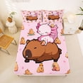 thumbnail image 5 of Erosebridal Pink Axolotl Brown Capybara Full Size Sheets For Kids,Cute Animals Bed Sheets For Capybara Lovers 4 Pieces, 5 of 6