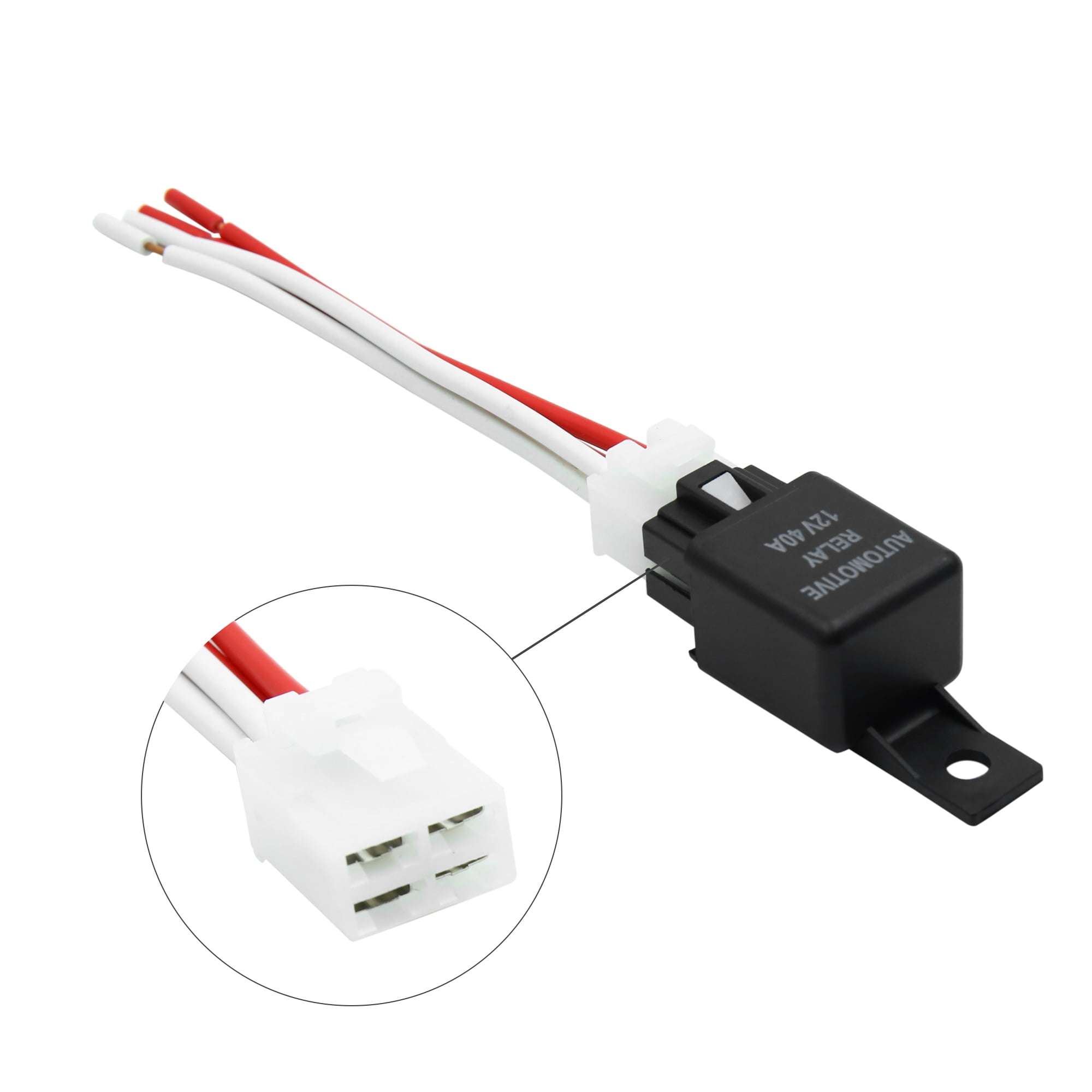Unique Bargains DC 12V 40A SPST 4 Pin Car Relay with 4 Wires Harness Socket Universal 2Pcs