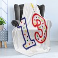 thumbnail image 4 of 13th Birthday Soft Flannel Fleece Throw Blanket, Colorful Burning Candles Number 13 Party Objects Print, Cozy Plush for Indoor and Outdoor Use, 50" x 70", Multicolor, by Ambesonne, 4 of 5