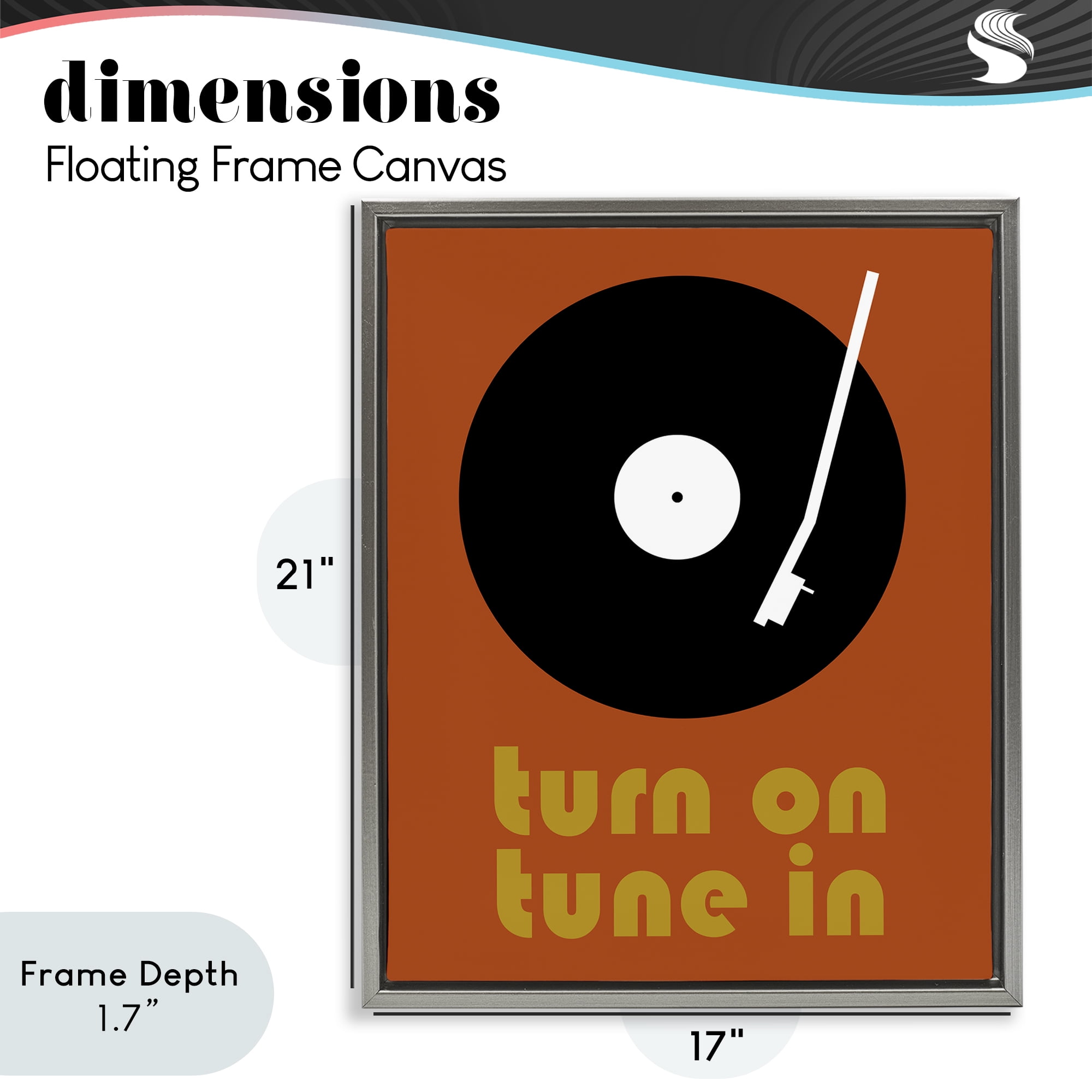 Stupell Industries Turn On Tune In Gray Framed Floater Canvas Wall Art, design by Tom Quartermaine