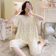 thumbnail image 1 of Pijama de seda de algodón de manga corta de verano para mujer, estilo occidental, fino, con aire acondicionado, ropa de casa, traje de seda de algodón para estudiantes dulces para niñas, 1 of 6