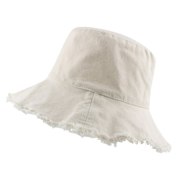 ZHENHONG Bucket Hats for Women Fashion Lady Sunscreen Hat Cotton Elegant Beach Hat Casual Solid Color Headwear Beige
