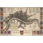 24"x36" Gallery Poster, Map of London England before the fire 17th Century by Wenceslaus Hollar