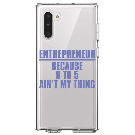 DistinctInk Clear Shockproof Hybrid Case for Samsung Galaxy Note 10 (6.3" Screen) - TPU Bumper Acrylic Back Tempered Glass Screen Protector - Entrepreneur Because 9 to 5 Ain't My Thing