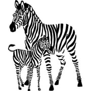 Design With Vinyl Artwork Zebra Family Zoo Stripped Animals Wall Decal for Family - Themed Décor - Size: 38 In x 38 In