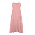 thumbnail image 3 of qucoqpe Women Summer Cotton Linen Dress Fashion Casual Solid U Neck Sleeveless Tank Dress Ruffle Hem Flowy Loose Beach Long Maxi Dress with Two Pockets, 3 of 5