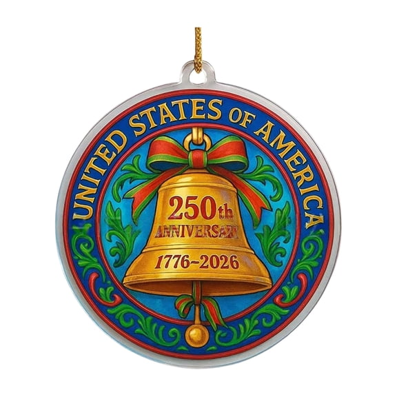 USA 250th Anniversary of The United States Commemorative Ornament, USA 250th Anniversary Eagle Hanging Ornaments, Patriotic Ornaments for Christmas Tree Decor, Anniversaries Gifts