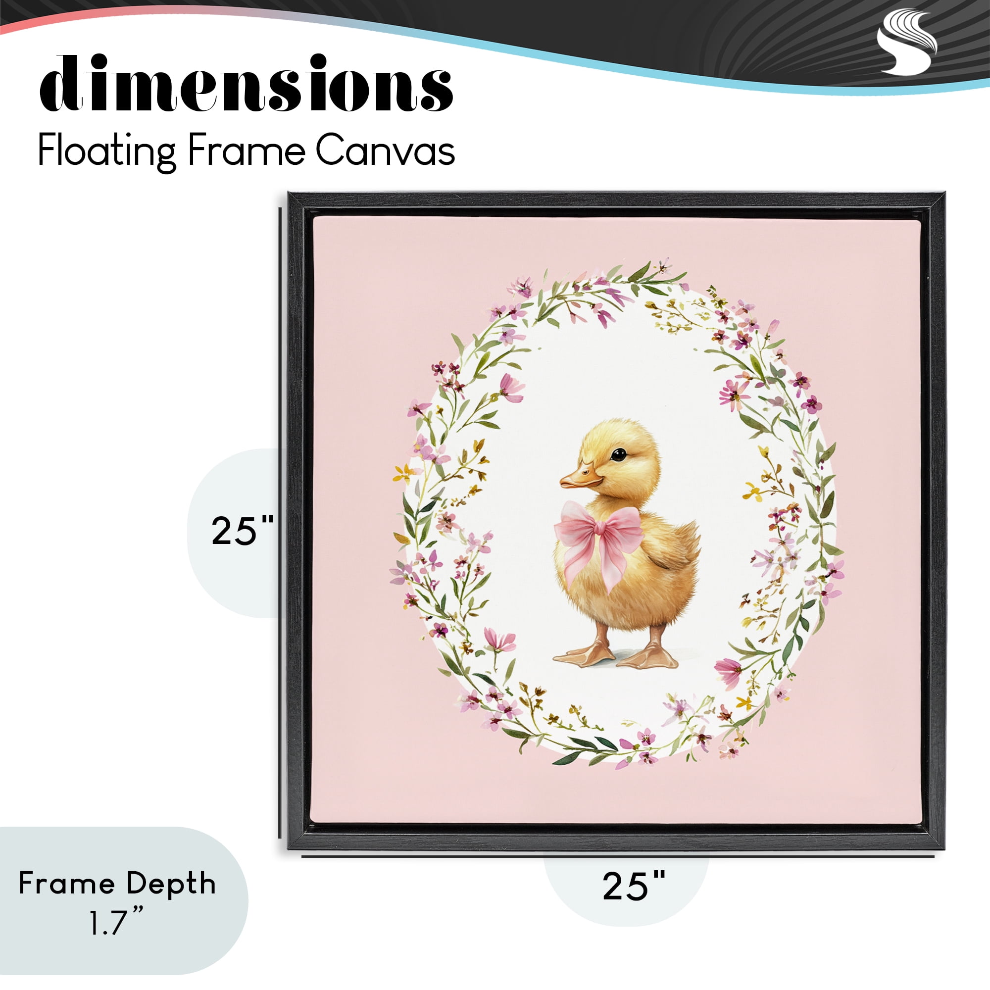 Stupell Industries Blush Pink Duckling Black Framed Floater Canvas Wall Art, design by Christine Simpson Art