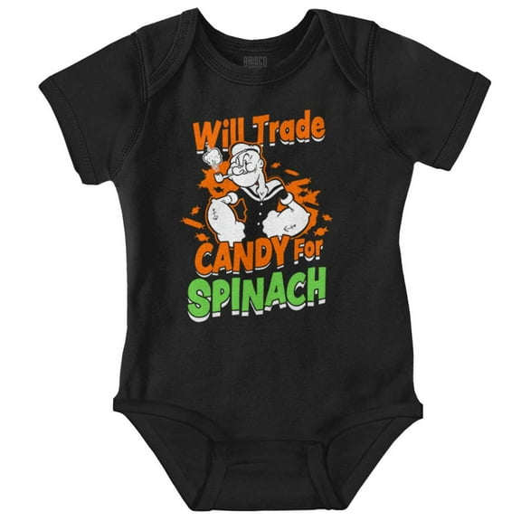 Halloween Popeye Candy For Spinach Romper Boys or Girls Infant Baby Brisco Brands NB