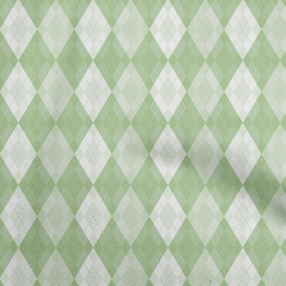 oneOone Polyester Spandex Light Green Fabric Argyle Diy Clothing Quilting Fabric Print Fabric By Yard 56 Inch Wide