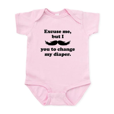 

CafePress - Mustache You To Change My Diaper Body Suit - Baby Light Bodysuit Size Newborn - 24 Months