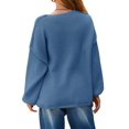 thumbnail image 5 of Women Long Sleeve Fall Winter Oversize V-neck Knit Sweater Casual Loose Pullover, 5 of 7