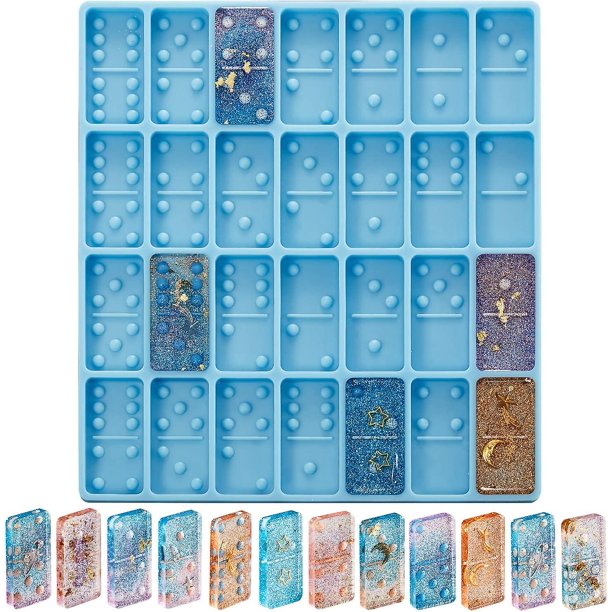 Molde de dominó de resina para molde de dominó de epoxi para molde de caramelo de resina molde de arcilla molde de chocolate de dominó 28 cavidades molde de silicona para pendan brand modelStyleType