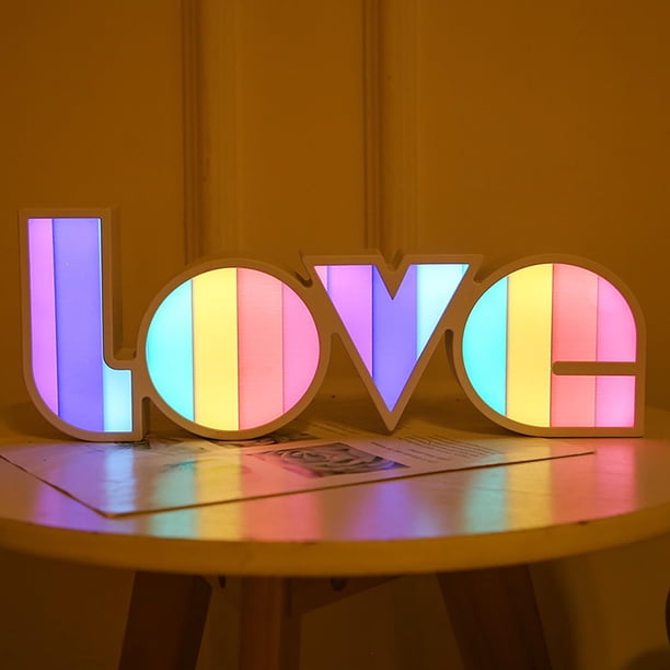 Guirnalda de luces LED decorativas de colores | Caja de confesión para pedir matrimonio en San Valentín | Lámpara con letras en inglés | Luz nocturna romántica | Decoración del hogar | Fiestas |